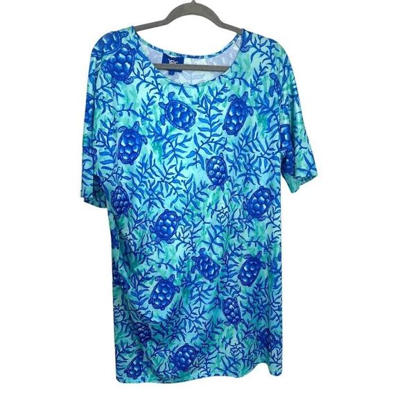 Knot Responsible Shift Dress Coverup Coco Bay Turtle Beach Cruise Travel Blue - Picture 1 of 5